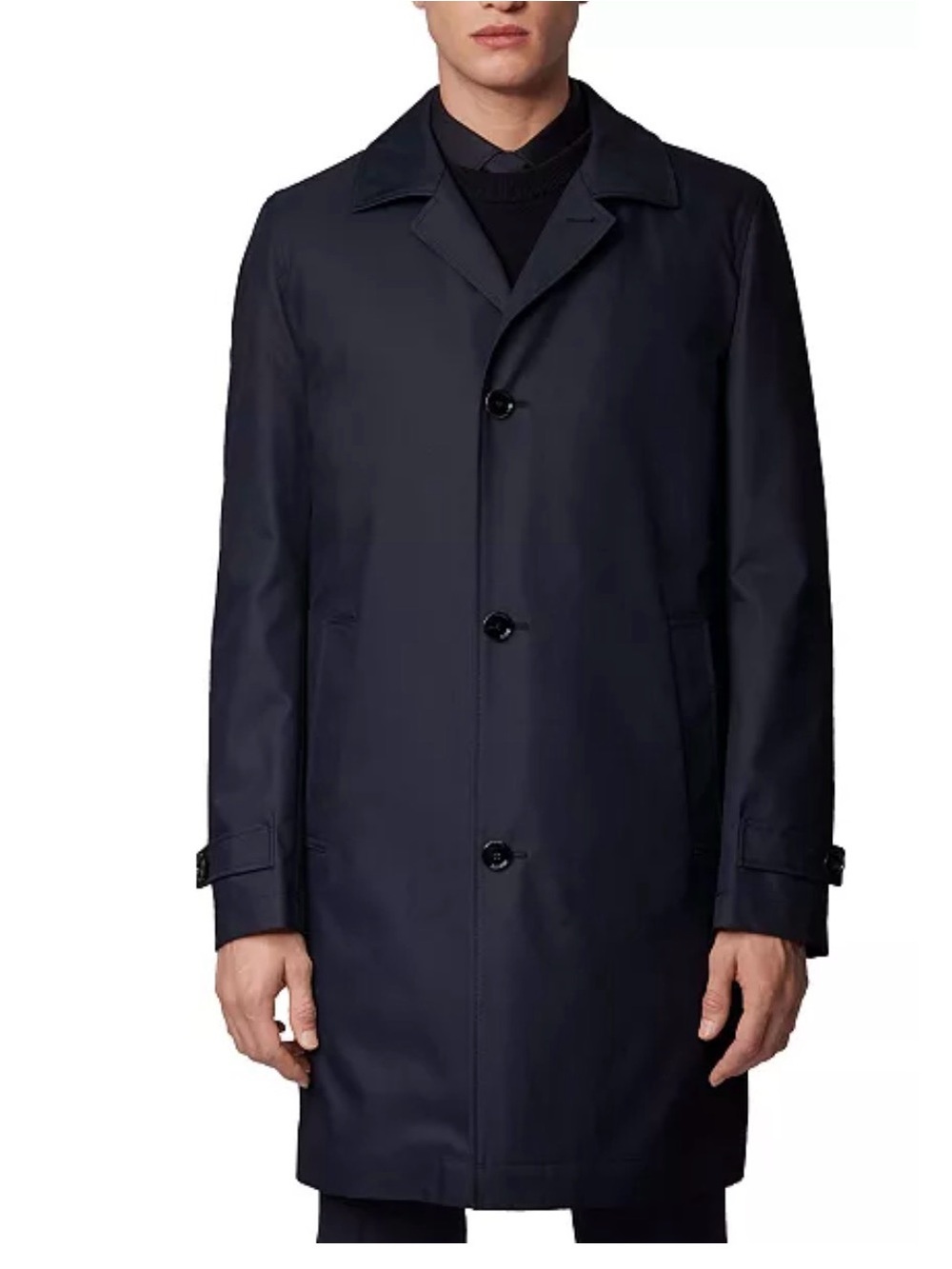 Men's Navy Single-Breasted Trench Coat